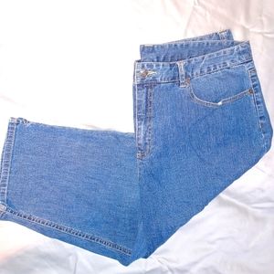 Talbots Petites Stretch Cotton Denim Straight Capri 16 Med Blue